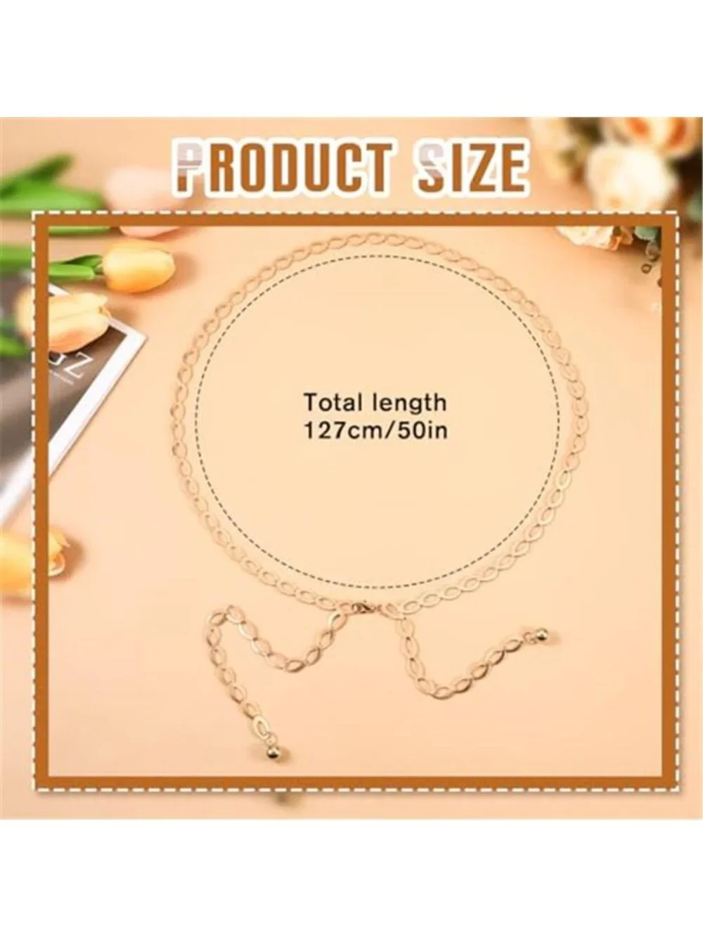 Metal Waist Chain Belt for Women, Dainty Body Link Jewelry, Adjustable Loin